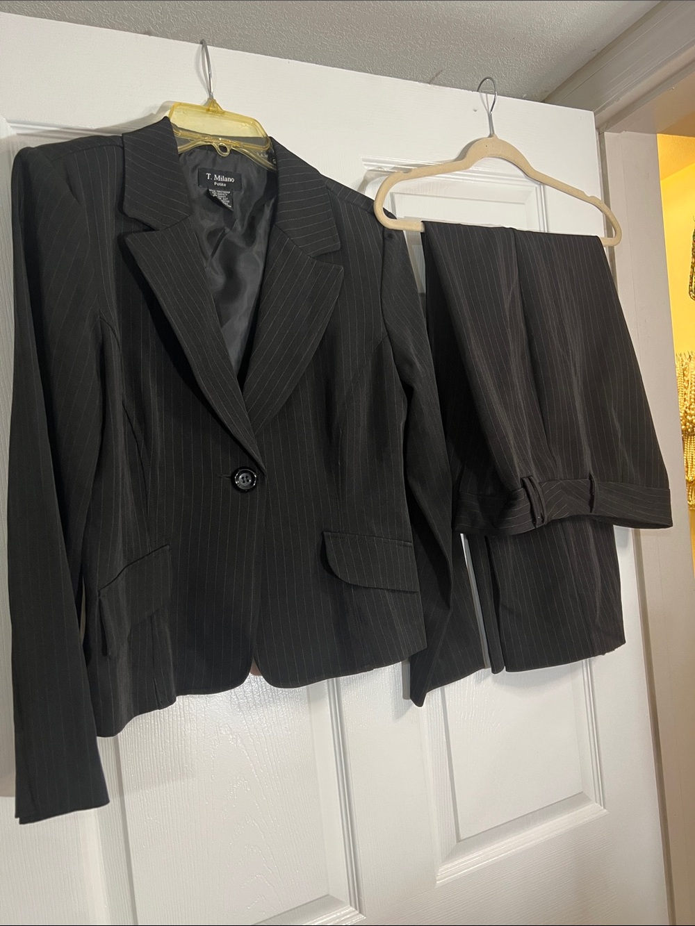 Milano Black Pinstripe Two-Piece Suit Jacket & Pants